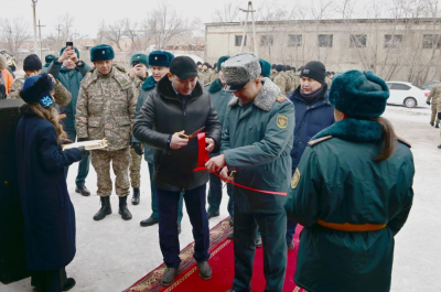 В Щучинске презентован специальный вагон сопровождения воинских грузов