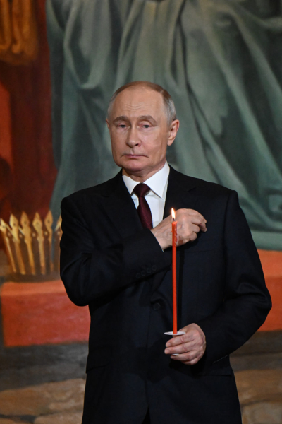 Путин приехал на&nbsp;пасхальное богослужение в&nbsp;храме Христа Спасителя